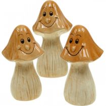 Artikel Deco svamp keramisk brun höstdekoration figurer Ø6cm H10,5cm 3st