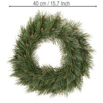 Artikel Konstgjord krans av tallgransar med små kottar, 40 cm