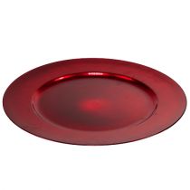 Plastplatta Ø33cm röd med glaserad effekt