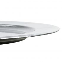 Artikel Plastplatta silver Ø33cm med glasyreffekt