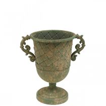 Kopp för plantering, kalk med handtag, metallkärl antikt utseende Ø15,5cm H23,5cm