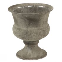 Kopp vas metall dekorativ skål grå antik Ø13,5cm H15cm