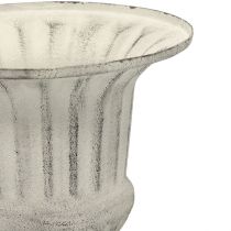 Kopp Vas Metall Deco Shabby Chic Vit Grå H24cm Ø20cm
