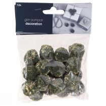 Artikel Pompoms med glittergrönt 2,5cm pumps 2 påsar – 24 st