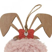 Hänge kanin rosa trä deco hänge Ø5cm-10cm 6 st
