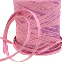 Raffia flerfärgat presentband rosa-rosa, floristtillbehör, dekorativt band L200m