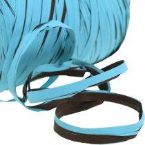 Dekorationsband av plast, raffia, flerfärgat presentband blå-brunt L200m