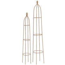 Artikel Spaljé Metal Rust Look Obelisk 69/86cm Set om 2