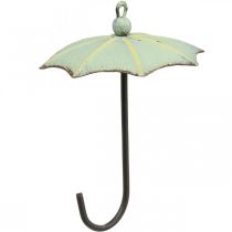 Paraplyer för upphängning, vårdekoration, paraply, metalldekor rosa, grön H12,5cm Ø9cm 4st