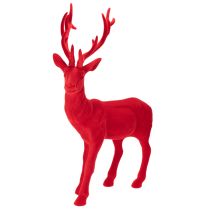 Artikel Dekorativ figurin av en stående hjort, stor, flockad juldekoration, 85 cm