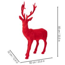 Artikel Dekorativ figurin av en stående hjort, stor, flockad juldekoration, 85 cm