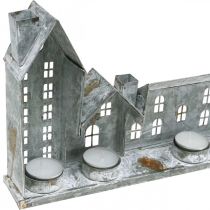 Artikel Ljushus, fönsterdekorationer, silverfärgade ljushus, metalllykta med antikt utseende, L67,5 cm H20 cm