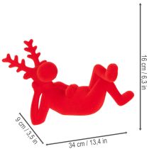 Artikel Dekorativ röd renfigur, liggande, modern design, 24 cm, 2 stycken