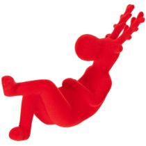 Artikel Dekorativ röd renfigur, liggande, modern design, 24 cm, 2 stycken