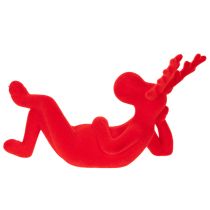 Artikel Dekorativ röd renfigur, liggande, modern design, 24 cm, 2 stycken