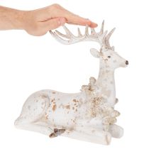 Artikel Dekorativ figur av sittande hjort med horn, 30 cm