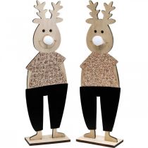 Artikel Ren trä dekorativ figur standee jul 12×6,5cm H45cm 2st