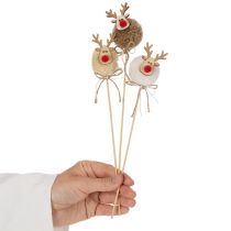 Artikel Dekorativa renfigurer med pompoms och julpinnar 24 cm 12 st