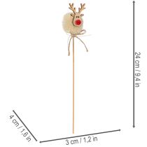 Artikel Dekorativa renfigurer med pompoms och julpinnar 24 cm 12 st
