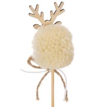 Artikel Dekorativa renfigurer med pompoms och julpinnar 24 cm 12 st