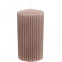 Pelarljus antik rosa räfflade ljus 70/130mm 4st