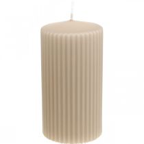 Pelarljus beige räfflade ljus 70/130mm 4st