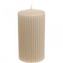 Artikel Pelarljus beige räfflade ljus 70/130mm 4st