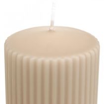 Artikel Pelarljus beige räfflade ljus 70/90mm 4 st