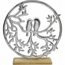 Bordsdekorationsfjäder, dekorativ ring fågel deco silver H37,5cm