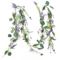 Romantisk blomstergirlang lavendel lila vit 194cm