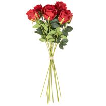 Artikel Konstgjord ros med lång stjälk, röd konstgjord blomma, 62 cm, 12 stycken