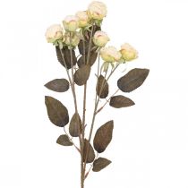 Konstgjorda rosor vissnade Drylook 9 kronblad kräm 69cm