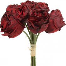 Artikel Konstgjorda rosor röda, sidenblommor, klase rosor L23cm 8st