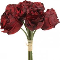 Artikel Konstgjorda rosor röda, sidenblommor, klase rosor L23cm 8 st
