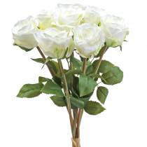 Artikel Dekorativa rosa sidenblommor i ett gäng kräm 36cm 8 st
