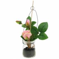 Artikel Rose i ett glas Rosa H23cm