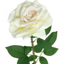 Artikel Sidenblomma, ros på stjälk, konstgjord växt gräddvit, rosa L72cm Ø13cm