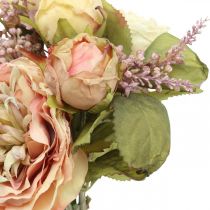 Artikel Rosor konstgjorda blommor i gäng höstbukettkräm, rosa H36cm