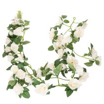 Artikel Konstgjord rosengirlang med vita blommor för dekoration, 170 cm