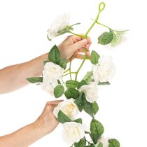 Artikel Konstgjord rosengirlang med vita blommor för dekoration, 170 cm