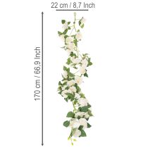 Artikel Konstgjord rosengirlang med vita blommor för dekoration, 170 cm