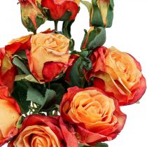 Artikel Bukett rosor konstgjorda rosor sidenblommor orange 53cm knippe