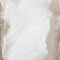 Artikel Vitt volangband i organza, dekorativt band, 25 mm brett, 10 m långt