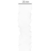 Artikel Vitt volangband i organza, dekorativt band, 25 mm brett, 10 m långt