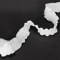 Artikel Vitt volangband i organza, dekorativt band, 25 mm brett, 10 m långt