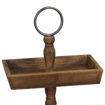 Artikel Rustikt träställ med två nivåer och metallhandtag – perfekt för vintagedekor 44 cm