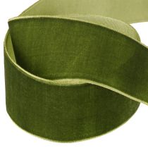 Artikel Sammetsband dekorativt band tygband sammet mörkgrönt 40mm 8m