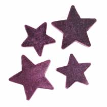 Artikel Scatter dekoration stjärnor flockade aubergine 4cm/5cm 40st