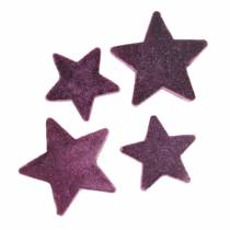Artikel Scatter dekoration stjärnor flockade sammet stjärnor lila bär 4/5cm 40 st