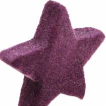 Artikel Scatter dekoration stjärnor flockade aubergine 4cm/5cm 40st